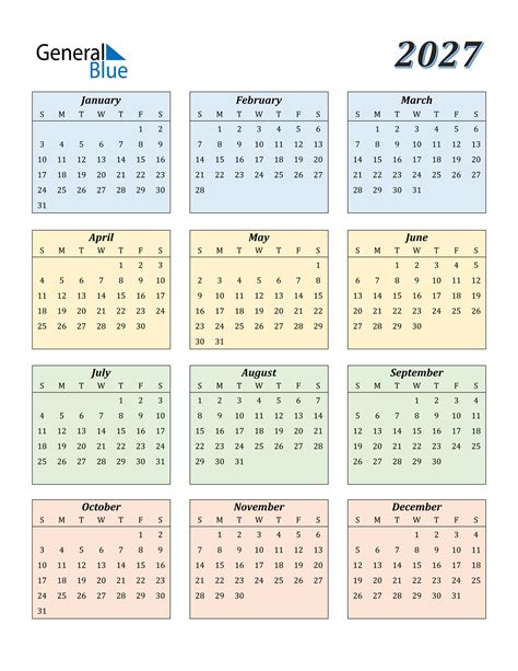 2027 Calendar Pdf Word Excel
