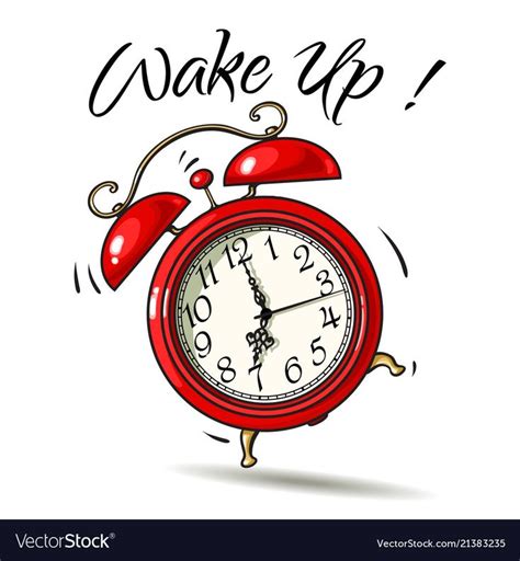 You have come to the right place! Cartoon red alarm clock ringing wake-up text vector image ...