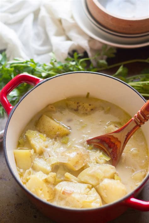 Roasted Garlic Vegan Potato Leek Soup Connoisseurus Veg
