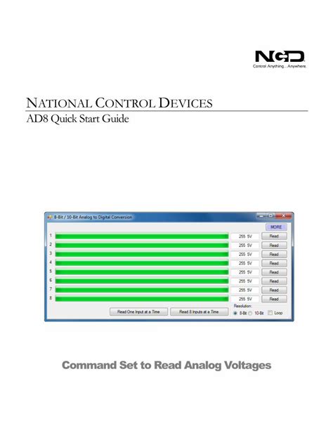 Pdf Ncd Ad8 Quick Start Guide Amazon S3 · Function Command Returns