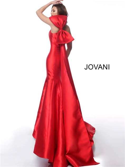 Jovani 62463 Red Bow One Shoulder Mermaid Evening Gown