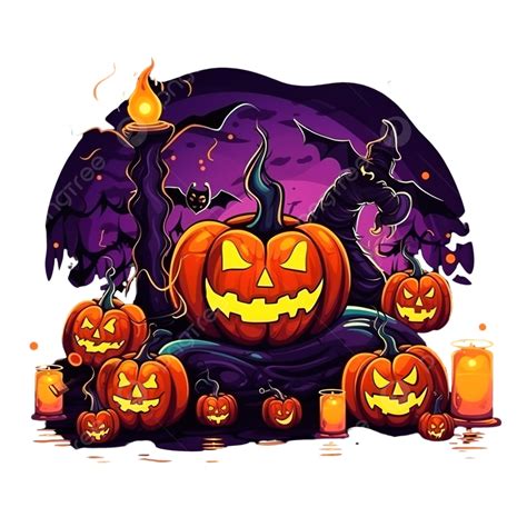 Halloween Party Scary Illustration With Inscription Evil Pumpkins