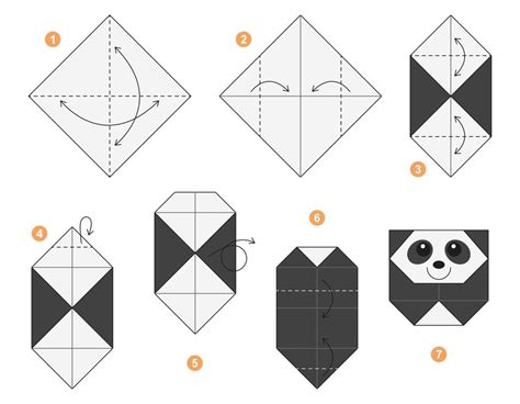 Panda Origami Scheme Tutorial Moving Model Origami For Kids Step By