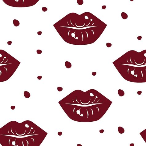 Premium Vector Vector Seamless Pattern With Red Female Lips Kiss And