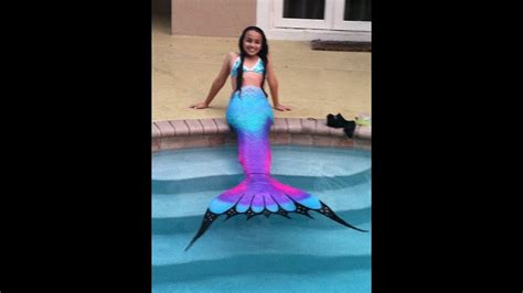 Swimming In A Silicone Mermaid Tail Purple Rainbow Tails Youtube