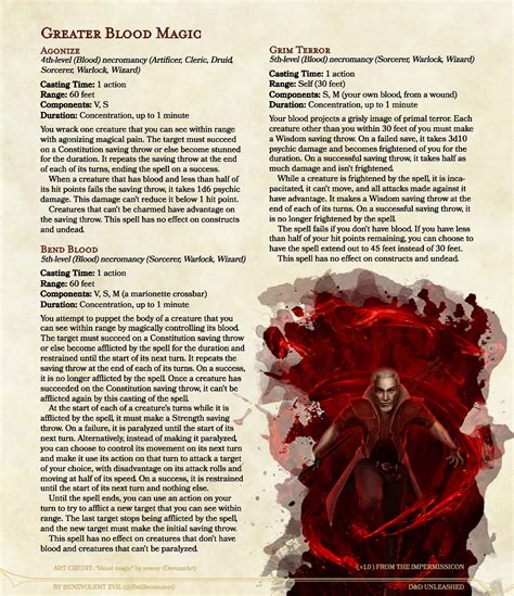 New Spells Greater Blood Magic — Dnd Unleashed A Homebrew Expansion