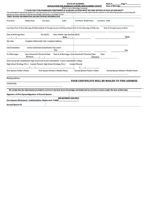 Apply for a legal marriage license online. Fillable Application For Marriage License Form ...