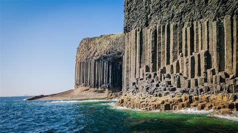 Sea Scotland Cliff Beach Uk Rock Formation Staffa Island Erosion