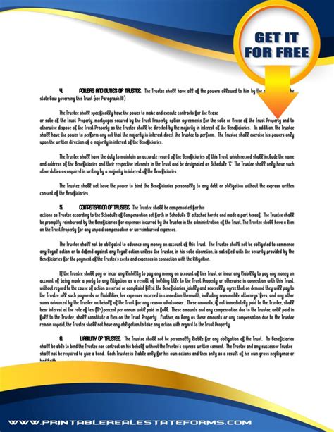 Sample Printable Land Trust Agreement Forms Template 2023