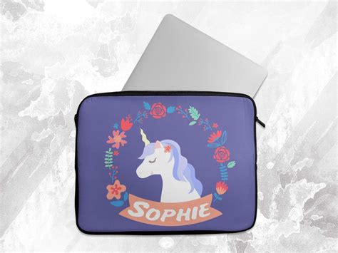 Personalised Any Name Unicorn Laptop Case Sleeve Tablet Bag Chromebook