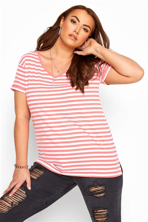 Pink Striped T Shirt Yours Clothing