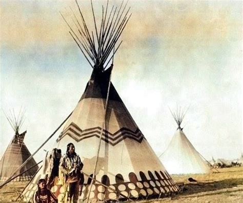 Couple By Thunder Tipi Ca 1900 Blackfeet Indian Reservation Of