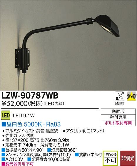 DAIKO 大光電機 LEDアウトドアスポットライト LZW 90787WB 商品紹介 照明器具の通信販売インテリア照明の通販