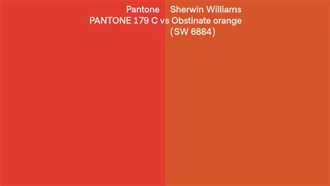 Pantone 179 C Vs Sherwin Williams Obstinate Orange Sw 6884 Side By