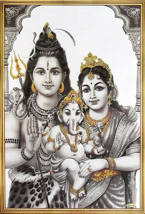 Lord Shiva With Parvati And Ganesha