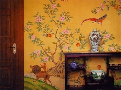Hand Painted Wallpaper Chinoiserie Wallpaper Silk Wallpaper