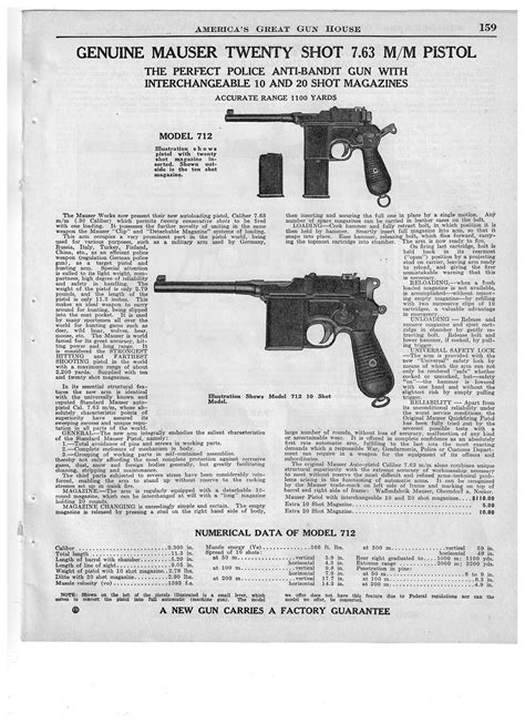 Mauser C96 Broomhandle In The 1939 Stoeger Catalog The Firearms Forum