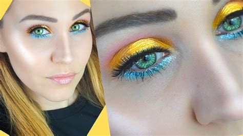 Yellow Eye Makeup Look With Blue Tones Make You Up By Ahi Youtube