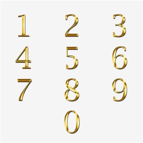 Golden Numbers Are Shown On A White Background