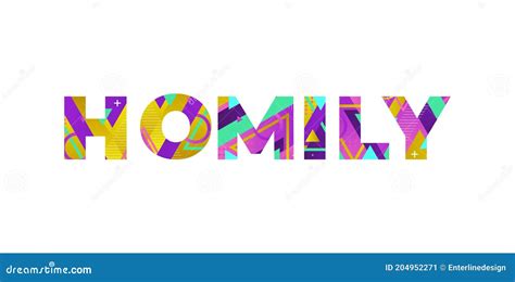 Homily Concept Retro Colorful Word Art Illustration Stock Vector