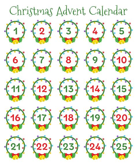 Free Calendar Numbers Printable Pdf