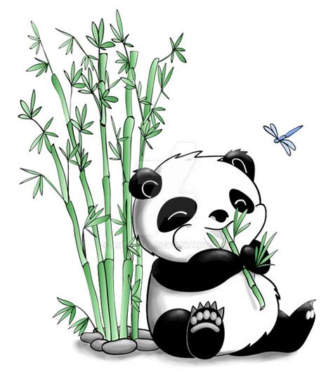 Panda Eating Bamboo By Artshell On Deviantart Panda Art Panda