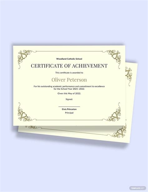 Academic Achievement Award Certificate Template In Word Publisher