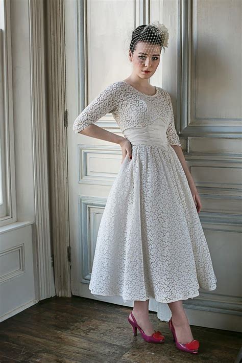 1950s Wedding Dresses With Vintage French Lace 1950s Style Wedding