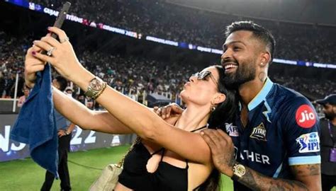 Ipl 2022 Final Gt Vs Rr Hardik Pandyas Wife Natasa Stankovic Runs On To Field To Hug Husband