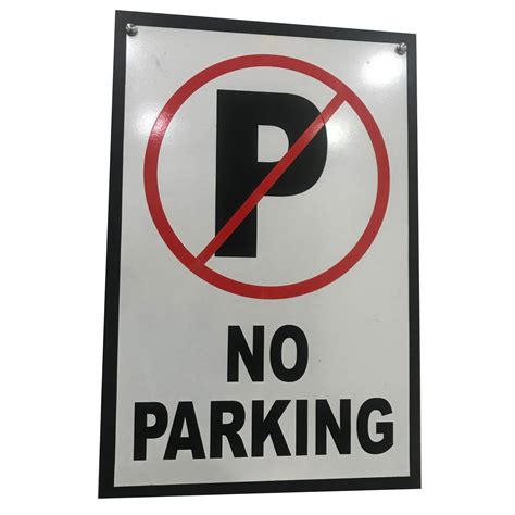 White Aluminium No Parking Sign Board Thickness 3 Mm 12 Inch X 18