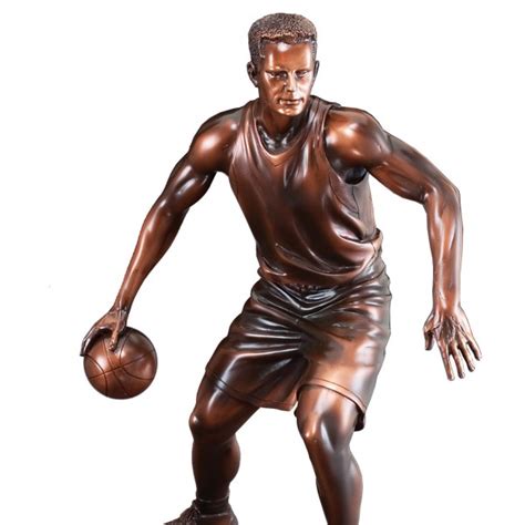 Male Basketball Bronze Resin Sculpture Award Trophytrophy Trolley