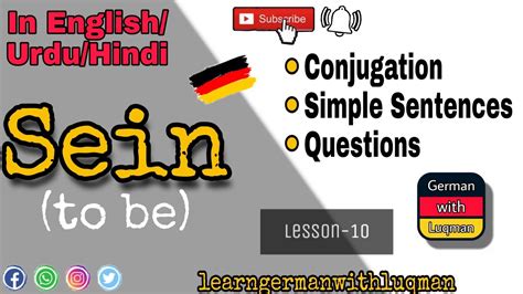 Sein Verb Sein Conjugation Lesson 10 A1 German Language German