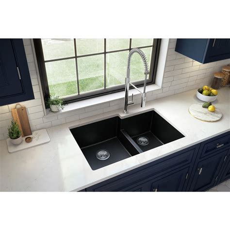Sink, as we all know, consists of a bowl or basin, and the most common type of sink consists of a. Karran Quartz Black 33 in. 60/40 Double Bowl Composite ...