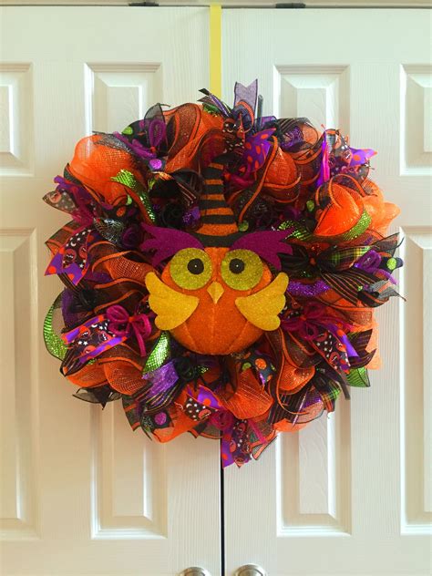 Halloween Hoot Owl Deco Mesh Wreath for your Entryway Available! https ...