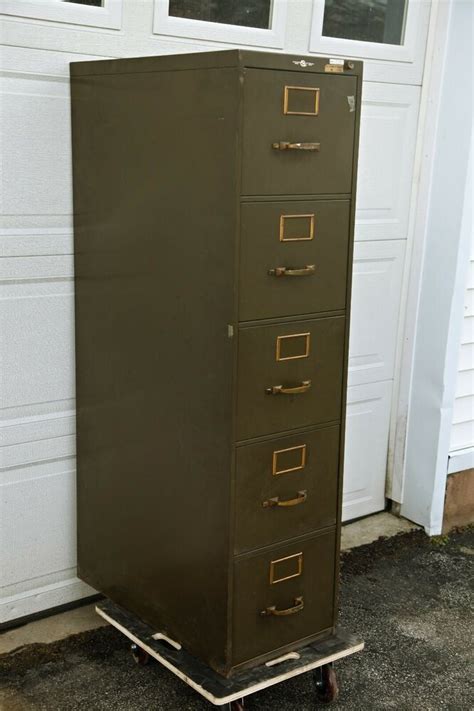 This is a used piece of property. Vintage Art Metal 5 Drawer Legal File Cabinet - Brass ...