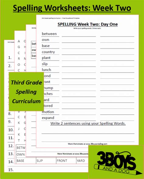 The grade 3 spelling words are categorized into lists of sound words. Third Grade Spelling Curriculum: Week Two | Grade spelling ...