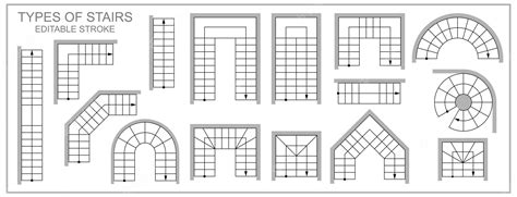 Premium Vector Stairs Top View Symbol Types Of Stairway In Plan Map