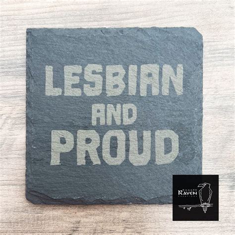 Lesbian And Proud Coaster Lesbian Pride Coaster Lesbian Etsy Uk