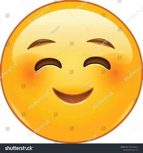 Happy Emoji Emoticon Blushing Smiling Eyes Stock Vector Royalty Free 2144394211