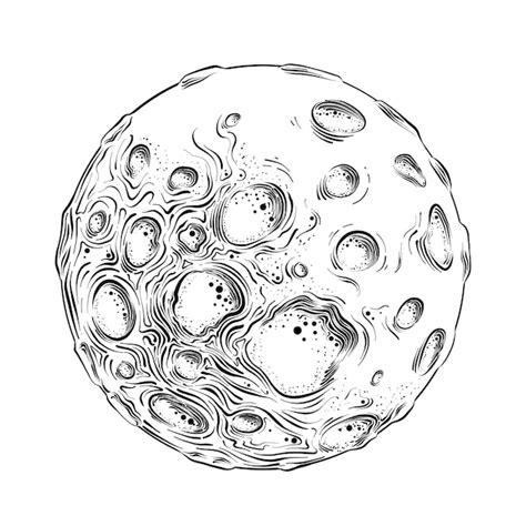 Premium Vector Hand Drawn Sketch Of Moon Planet In Black Isolated