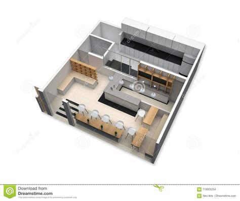 Restaurant floor planning is a complex process that most business owners have to deal with at some point. 3d Floor Plan Of A Small Restaurant Stock Illustration ...