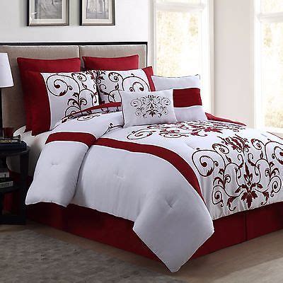 This black and red bed in a bag bedding set will add a touch of warmth and it will create a calm and relaxed atmosphere for your bedroom. New Queen Size Comforter Set 8 Piece Red Wine And White ...