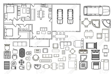 Furniture Floor Plan Elements   Floor plan symbols, Site  