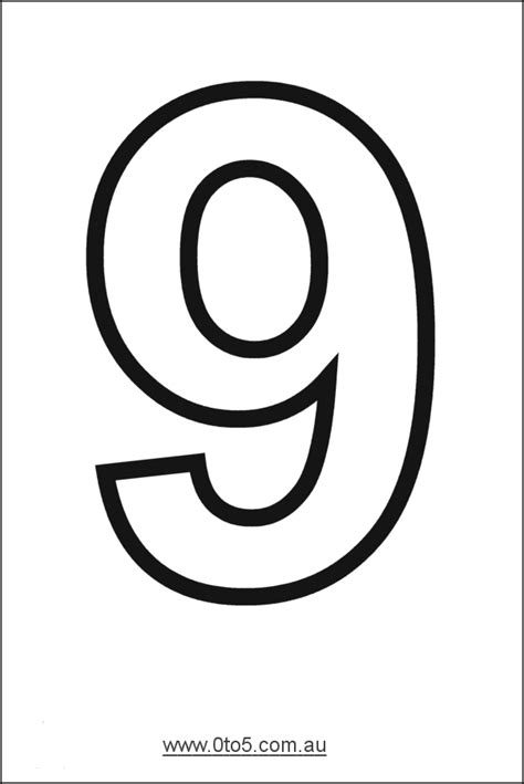 Number Nine Printable Template Kindergarten Math Worksheets Free