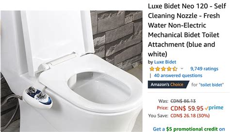 Sold by amazon, shipped by amazon (amzl). Amazon Canada Deals: Save 30% on Luxe Bidet Neo 120 Fresh ...