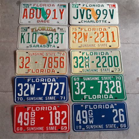Usa 10 X Authentic Original Florida License Plates From Catawiki