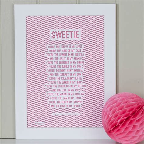Personalised Love Print With Sweetie Poem By Bespoke Verse