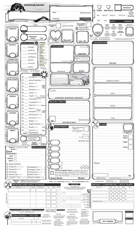 Fully Loaded Character Sheet Dungeon Masters Guild Dungeon Masters