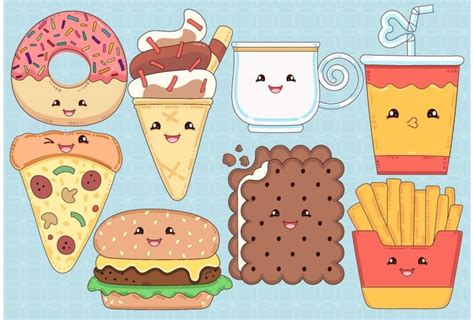 Cute Cartoon Food Drawings Draw And Color