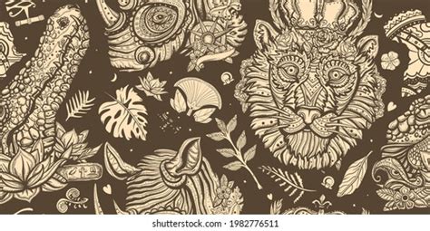 Owls Heads Vintage Old School Tattoo Stock Vector Royalty Free